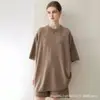 Novo Cardigan Suéter Feminino Outono/Inverno 100% Caxemira Comprimento Médio Manga Três Quartos Solto Oversized Estilo Preguiçoso Suéter de Caxemira