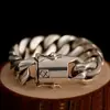 Pulsera de plata para hombre, estilo coreano, moderna, de personalidad punk gruesa y dominante, pulsera ancha de moda para mujer, europea y americana, popular transfronteriza