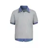 Camiseta Masculina de Verão Estilo College Patchwork Xadrez de Alta Qualidade Americana Falsa de Duas Peças Gola Polo Manga Curta Lapela Meia Manga
