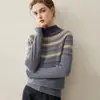 Suéter de Cashmere 100% Novo Modelo 2026 para Mulheres, Suéter Quente Engrossado Plus Size com Jacquard 3D Fair Isle, Efeito Emagrecedor
