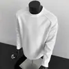 Sudadera Rígida de Peso Pesado Estilo Retro Americano Corte Limpio para Hombre Camiseta de Manga Larga con Diseño de Empalme en Hombro Derecho