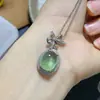 Colgante de Piedra de Uva Natural, Cristal Fluorescente Tipo Hielo, Plata Fina 925 Limpia con Incrustaciones Finas, Piedra Principal 10*13mm