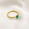 Novos japoneses e coreanos ins simples e elegante 18K ouro real galvanizado ouro micro esmeralda fechado anel de dedo das mulheres
