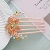 Peine para el Cabello de Metal con Pedrería, Pasador, Accesorio para el Cabello de Mujer, Elegante Adorno de Alta Gama para la Parte Posterior de la Cabeza, Peine-Pasador de Cinco Dientes