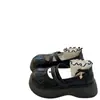 Zapatos Mary Jane de Plataforma con Velcro y Punta Redonda 2024 Verano Nuevo Estilo Japonés Versátiles que Aumentan la Altura Zapatos de Cuero para Mujer