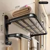 Estante para Toallas de Baño Sin Taladro Estante para Toallas Integrado Juego de Estante Colgante Espacio para Estante de Baño Ducha Inodoro Aluminio