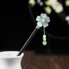 Horquilla de pétalos de Jade Hetian imitación antigua con borla, horquilla escalonada para el cabello, imitación Ébano, traje antiguo, ropa china, accesorios para el cabello