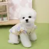 Ropa para Mascotas para Perros y Gatos, Chaleco Espeso para Perros Pequeños Teddy Bichon Pomerania, Chaleco de Algodón con Mangas Volantes Florales