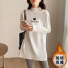 4543 # 2026 280g Camiseta Térmica de Manga Longa para Mulheres, Primavera, Outono e Inverno, Camada Base com Forro de Fleece, Comprimento Médio, Gola Meio Alta