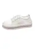 Zapatos Planos Casuales Transfronterizos Talla 45 con Cordones de Pedrería, Zapatillas Deportivas Transpirables de Malla Bordada con Cordones y Suela Gruesa, Versátiles
