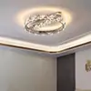 Lámpara de techo de cristal para dormitorio, lujosa y elegante, moderna, romántica, simple, adecuada para dormitorio principal, estudio, LED, acogedora y de forma redonda