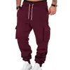 Pantalones jogger de trabajo versátiles con bolsillos de moda para hombre, comercio exterior de eBay, pantalones largos cálidos y cómodos para primavera y otoño, en stock