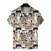 Marca Casual Moderna Transfronteiriça da Amazon Camisa Masculina de Manga Curta Moda 3D Versátil Gola Camisa de Verão