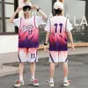 Traje de Baloncesto Infantil Niños y Niñas Falso Dos Piezas Secado Rápido Traje de Entrenamiento Deportivo Camiseta Estampada de Manga Corta Compra en Grupo