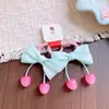 Laço de Cabelo Cereja Doce Estilo Coreano, Presilha Lateral para Meninas, Faixa de Cabelo de Tecido Xadrez, Grampo de Cabelo Fofo