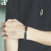 Elementos europeos y americanos Marca Tide pulsera de mancuernas negro brillante pareja pulsera Joker esmerilada fitness cuentas de piedra volcánica al por mayor