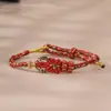 Pulsera Roja de Hilo Estilo Chino para Hombres y Mujeres, con las Ocho Deidades Guardianas, Se Puede Ensartar con Cuentas, Pulseras de Pareja Tejidas para la Buena Suerte
