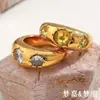 Anillo Geométrico Vintage Minimalista Versátil Transfronterizo Joyería Acero Inoxidable Chapado en Oro de 18K Tres Anillos de Circonita Estilo Ins