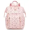 Mochila para Fraldas Estampa Laço de Coração Multifuncional Grande Capacidade Impermeável Mochila de Mamãe Portátil para Viagem de Maternidade Bolsa de Armazenamento de Fraldas Para Cuidados com o Bebê