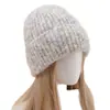 Chapéu Dopamina Multicor Novo Outono e Inverno Atmosfera Retrô Feminina Chapéu de Lã Tricotado Versátil Quente Chapéu de Pelúcia