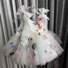 Vestido Infantil Estilo Europeo y Americano Vestido de Princesa 2026 Nuevo Floral Anfitrión Pasarela Actuación de Piano Disfraz de Actuación para Niñas
