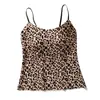 Ventas Directas de Fábrica Superventas Transfronteriza Camisola Sexy de Estampado de Leopardo Sin Costuras con Almohadillas en el Pecho Se Puede Usar por Fuera Otoño Invierno Ropa Interior Cepillada