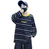 Ropa para Niños Sudadera de Cuello Redondo Rayada Bloque de Color para Niños Primavera 2026 Nuevo Estilo Camiseta Básica para Niños Grandes Tendencia Transfronteriza