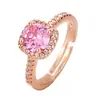 Estilo transmissão ao vivo anel de bolsa quadrado Princesa Diamante Imitação banhado a cobre prata s925 anel aberto quadrado de quatro garras feminino pulseira
