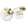 Hierro Forjado Flor Bronceado Acrílico Inglés Decoración Tarjeta Pastel de Cumpleaños Estilo Ins Repostería Postre Adorno Enchufe