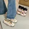 Sapatos Mary Jane estilo francês com laço e saia, sapatos de verão femininos slip-on, estilo doce e delicado, novidade 2026