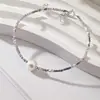 Pulsera de Perlas de Plata de Ley 990 para Mujer, Pulsera de Plata Fragmentada, Regalo de Plata Fragmentada para Novia, Diseño de Nicho
