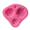Molde de silicona para hornear de 4 cavidades con forma de rosa, herramienta para decoración de pasteles de fondant, molde creativo DIY para galletas y gelatina