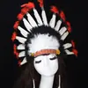 Tocados de Plumas para Novia Diadema India Cosplay Tocados de Jefe Sombrero Indio Blanco y Negro Rojo Venta al por Mayor