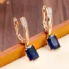 Desejo Transfronteiriço Mais Vendido Ouro Champagne Quadrado Geométrico Vermelho Garnet Brinco de Orelha Nicho Simples Luxo Leve Brincos Elegantes