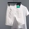Pantalones Cortos de Mezclilla Negros de Alta Gama para Hombre, Marca Europea de Moda, Elásticos Ajustados de Largo Medio Casuales, Estilo Delgado de Verano