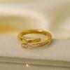 Anillo liso simple con apertura de circonita para mujer, moda para ir al trabajo, anillo de dedo con diamantes, anillo de dedo de lujo ligero moderno, pulsera de cuerpo ancho