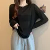 Ropa de Protección Solar, Camisa de Gasa Negra Adelgazante de Verano Nueva, Delgada, Ligeramente Transparente, Suéter Holgado de Malla Cover-Up