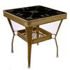 Mesa de Centro Pequena para Varanda, Mesa Redonda Pequena, Mesa de Vidro Temperado, Conjunto de Cadeiras de Vime, Combinação de Mesa e Cadeiras de Vime, Estilo Novo Chinês
