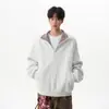 Cardigan Suéter Americano Retro Color-Blocked com Gola Alta, Unissex, Novo Estilo Primavera 2026, Jaqueta Simples de Corte Solto para Casal