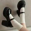 Guindaste de Almofada Branca 31-46 Tamanho Extra Grande Salto Alto Branco 2026 Nova Coleção Primavera e Outono Plataforma Ultra Alta Espessa 8CM Mary Jane Francês