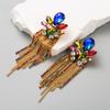 Aretes de borla bohemios japoneses y coreanos para mujer, aretes largos exagerados hechos a mano europeos y americanos, aretes de temperamento elegante y magnífico