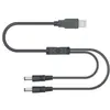 Cable de Alimentación USB A Macho a DC 5.5 Macho Personalizado de Fábrica Uno a Dos Cable de Alimentación DC5525 Cable DC5521