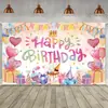 Tela de Fondo de Cumpleaños Transfronteriza 2026 Nueva Tela Colgante de Cumpleaños Decoración de Fiesta de Cumpleaños Banner Tela de Fondo de Dibujos Animados Colorida