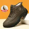 Sapatos de algodão com travamento térmico transfronteiriços para homens, sapatos de inverno forrados com fleece e espessados para atividades ao ar livre para pais, botas de neve quentes à prova d'água para pessoas de meia-idade e idosos