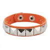 Pulseira Clássica Quadrada com Rebites de Venda Quente Transfronteiriça Personalidade Punk Couro PU Aço Inoxidável Fivela de Pressão Pulseira Pulseira