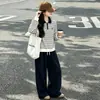Conjunto de Moletom Listrado para Meninas 2026 Novidades Primavera/Outono para Crianças de Média a Mais Velhas Estilo Academia Casual Conjunto de Duas Peças Elegante Solto Tendência