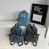 Mochila de Mezclilla Lavada Estilo Japonés Retro, Bolso Escolar Casual Simple y Versátil para Estudiantes, Mochila de Lona Estilo Harajuku