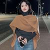 Chal de Punto Calado de Malla 100% Lana Pura para Mujer 2024 Nuevo Otoño e Invierno Capa Abrigo Bufanda