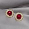Pendientes de Tachuela de Perla Francesa de Lujo Ligero Aguja Plateada Diseño Retro Coreano Pendientes de Ojo de Gato Luna Estrella Puños de Oreja de Zirconia Súper Brillantes