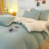 Juego de cuatro piezas de cama de viento simple de lujo ligero, juego de tres piezas de sábana y funda nórdica de color sólido con lijado, productos dobles, fabricantes de ropa de cama